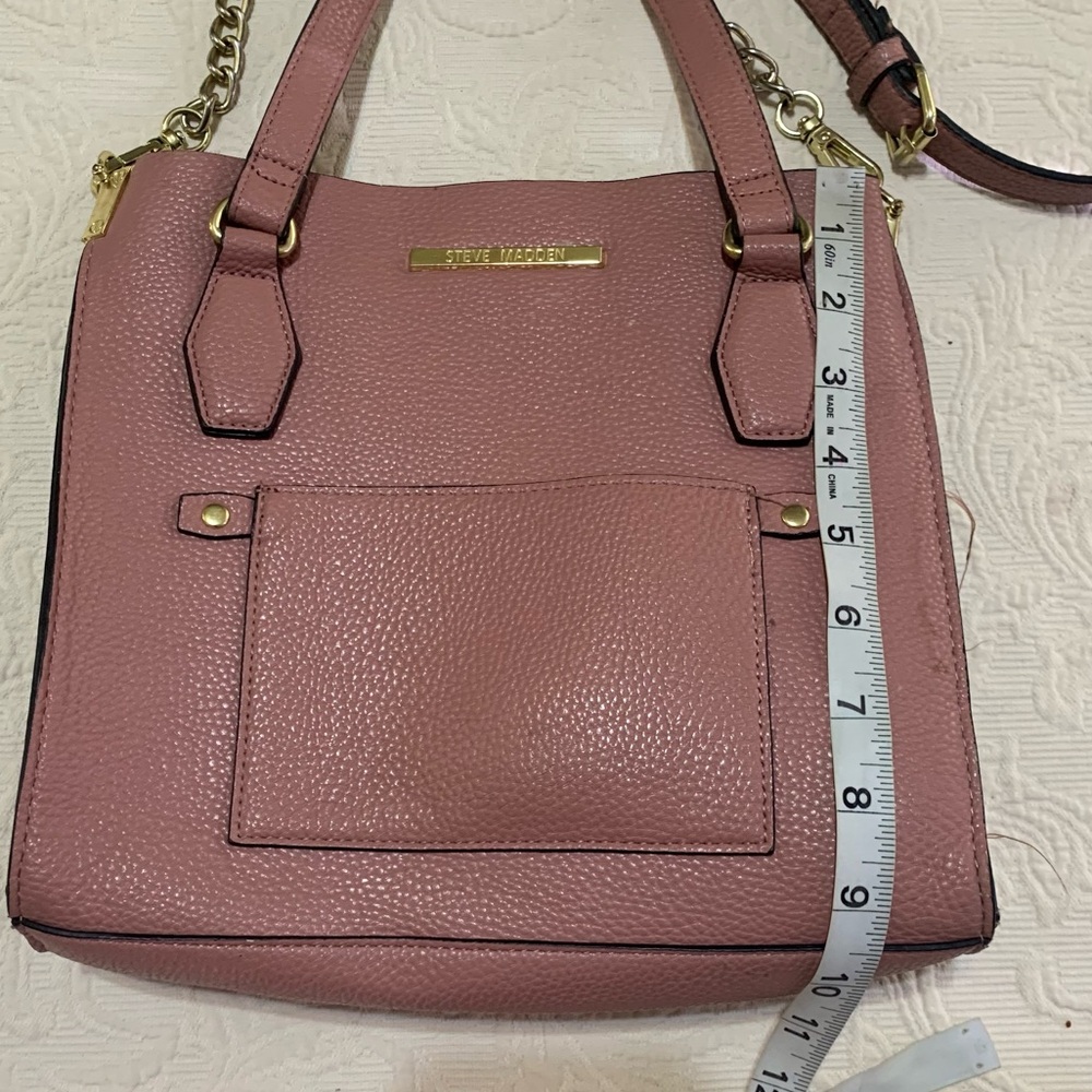 Steve Madden Pink Squared Gold Accent Shoulder/Crossbody Open Bag Purse - Picture 9 of 11
